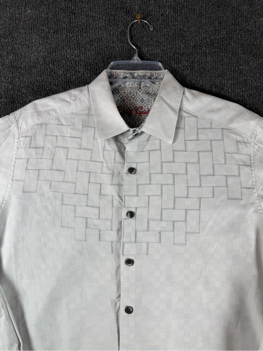 Robert Graham Mens Large Classic Fit White Basket Weave Long Sleeve Shirt L - Picture 3 of 14